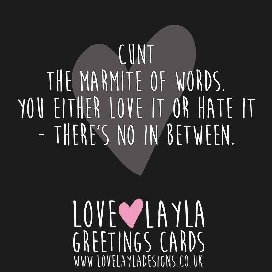 LoveLaylaDesign's tweet image. No Inbetween
lovelayladesigns.co.uk
#cunt #marmite #noinbetween #lovelayla #words #funnymeme #funnycards
