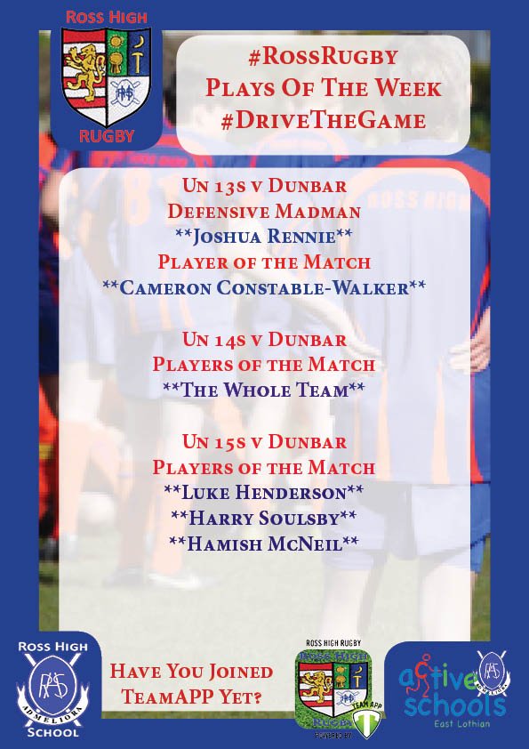 RossHighPE's tweet photo. This weeks @rosshigh Rugby Top Picks are............#DriveTheGame #RossRUGBY
@rosshighrfc @RossHighSport https://t.co/CwRhbIz1k8