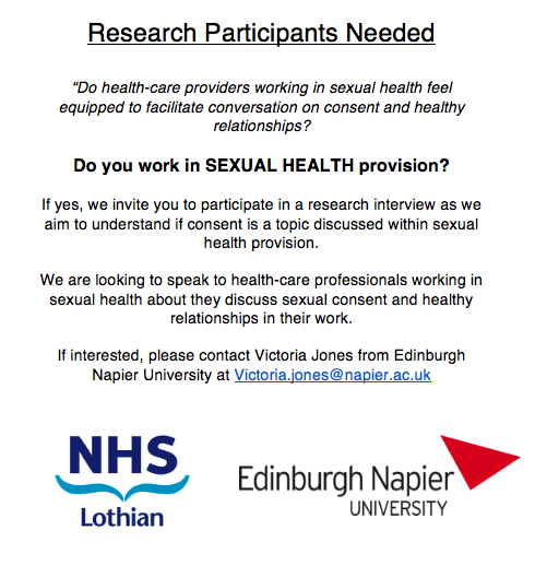 RESEARCH PARTICIPANTS NEEDED: Do you work in SEXUAL HEALTH provision? Currently recruiting for participants who work across different sexual health services and how they discuss consent and healthy relationships with service users. More info here: mailchi.mp/8d52f774bdd4/s…