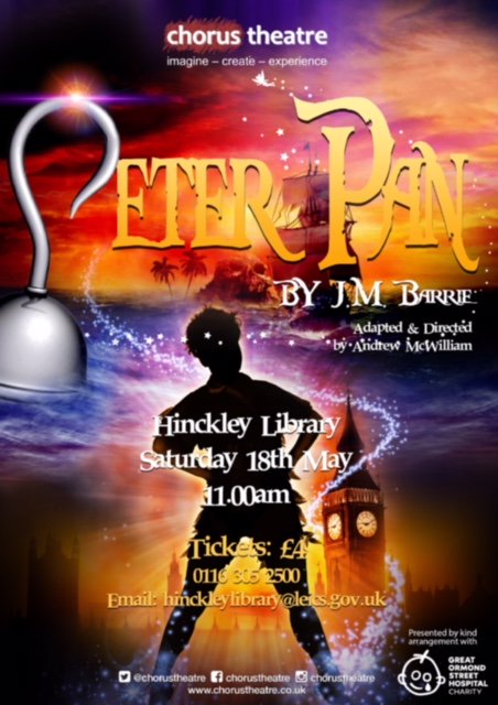 leicslibraries's tweet photo. Peter Pan is coming to #Hinckley Library! @CHORUSTHEATRE are back by popular demand with another play for families to enjoy.
Saturday 18th May, 11am.
Tickets Β£4 - book now at the library.
#HinckleyLibrary #ChorusTheatre #Libraries4Children
@hinckandbos_bc @hinckleybid https://t.co/6pal0PudB1