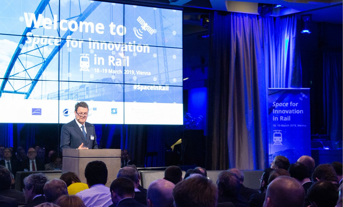 EU4Space's tweet photo. #SpaceInRail 2019 in #Vienna: #EGNSS programmes are crucial for revamping #EUrail. +200 participants discussed & evaluated how @EGNOSPortal & #Galileo are changing the #rail sector. More on this story: https://t.co/2kWysQerbB @bmvit_infothek @ERA_railways @Shift2Rail_JU @DB_Bahn https://t.co/6rQW9KpyGP