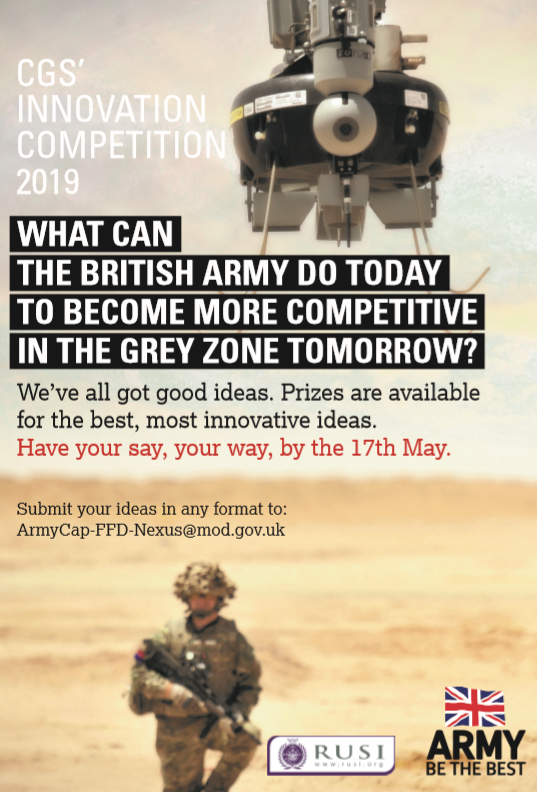 Serving personnel, Regular or Reserve? @ArmyCGS Innovation Competition opens today. Have your say, your way, by the 17th May. Further info and contact details in the poster below: