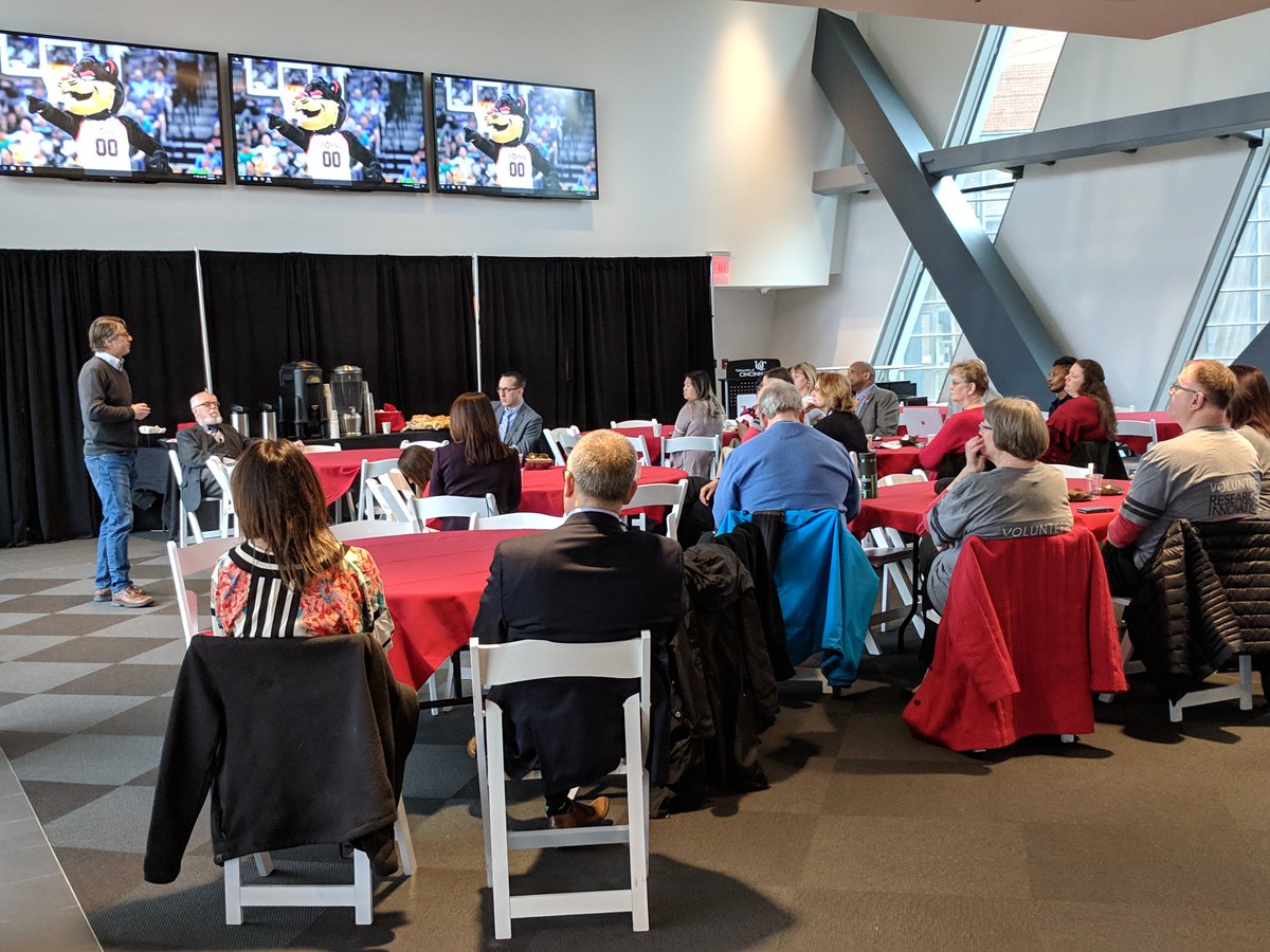 PALimbach's tweet photo. Research + Innovation Week 2019 Day 2 begins with breakfast and "200 Years of Research at UC" featuring David Stradling of @UC_ArtSci History and Greg Hand, previous AVP for Public Relations!
Be sure to check out all of the #ResearchWeekUC 2019 events at https://t.co/ebtpUDYSXy https://t.co/whRBF5AZYK