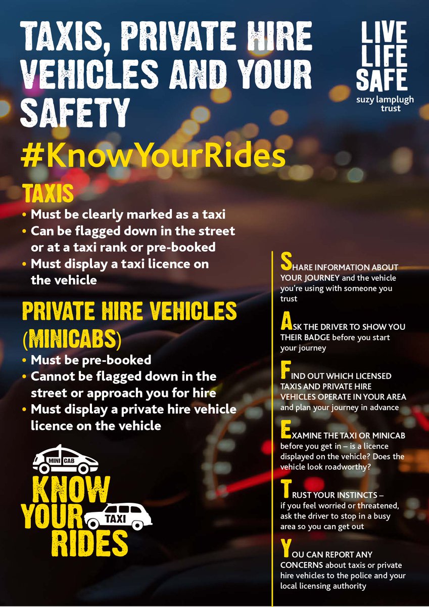 WinchesterCity's tweet photo. Do you #KnowYourRides?
Stay safe on your night out with these tips... @live_life_safe 🚕 https://t.co/SvrjJBAT1q
