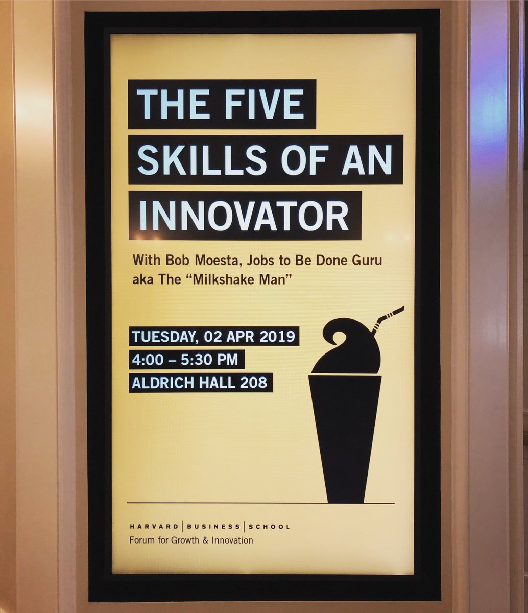 HBS_Forum's tweet image. Friends of @HBS_Forum &amp;amp; @claychristensen, should you find yourself in Boston today, please join us at 4pm in @HarvardHBS&apos; Aldrich Hall 208 to hear the great @bmoesta (co-architect of the #JTBD theory w/Clay) discuss the five skills of an innovator! #TheoryToAction #Innovation