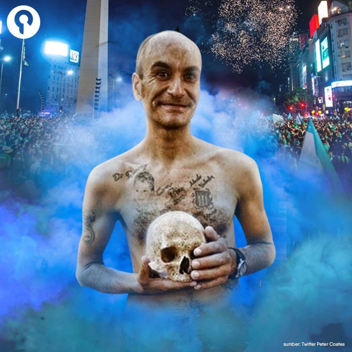 Seorang penggemar kesebelasan Racing Club, Gabriel Aranda, membawa tengkorak mendiang kakeknya ketika merayakan gelar juara Liga Argentina. Ia nekat melakukan hal tersebut karena ingin membuat bangga sang kakek yang juga merupakan suporter fanatik.