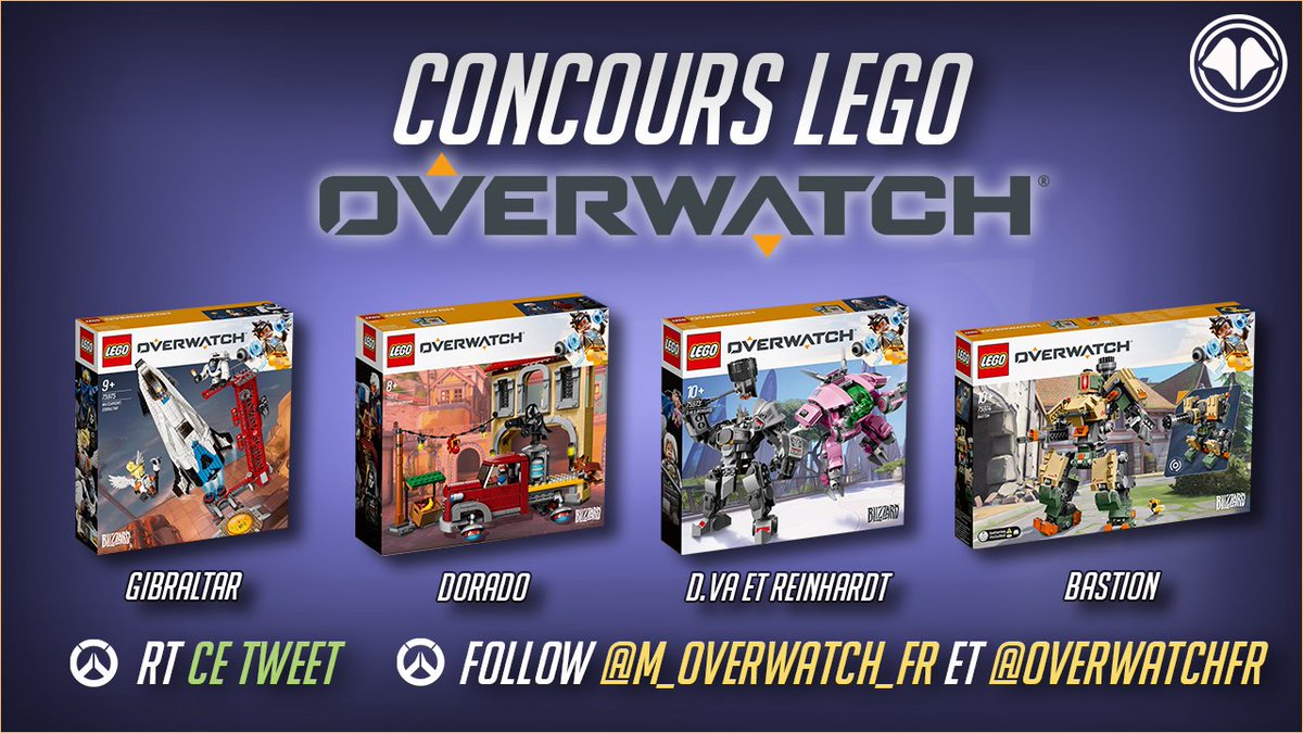 M_Overwatch_FR's tweet photo. [Concours Lego Overwatch #2]

Tente de remporter ces 4 boîtes de Lego !

🔁 RT ce tweet
▶️ Follow @M_Overwatch_FR et @OverwatchFR 

Tirage au sort le 9 avril prochain.
Bonne chance à tous ! 🍀 https://t.co/4ftqUCg6b6