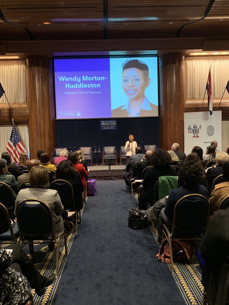 GTPublicSector's tweet photo. We’re under way at Washington Women’s Speak! at @PressClubDC with @WMHuddles &amp; @SrikantSastry. Excited to hear from @RepBeatty shortly and our all-star panel including @missnrico. https://t.co/Y0moKcgTGN