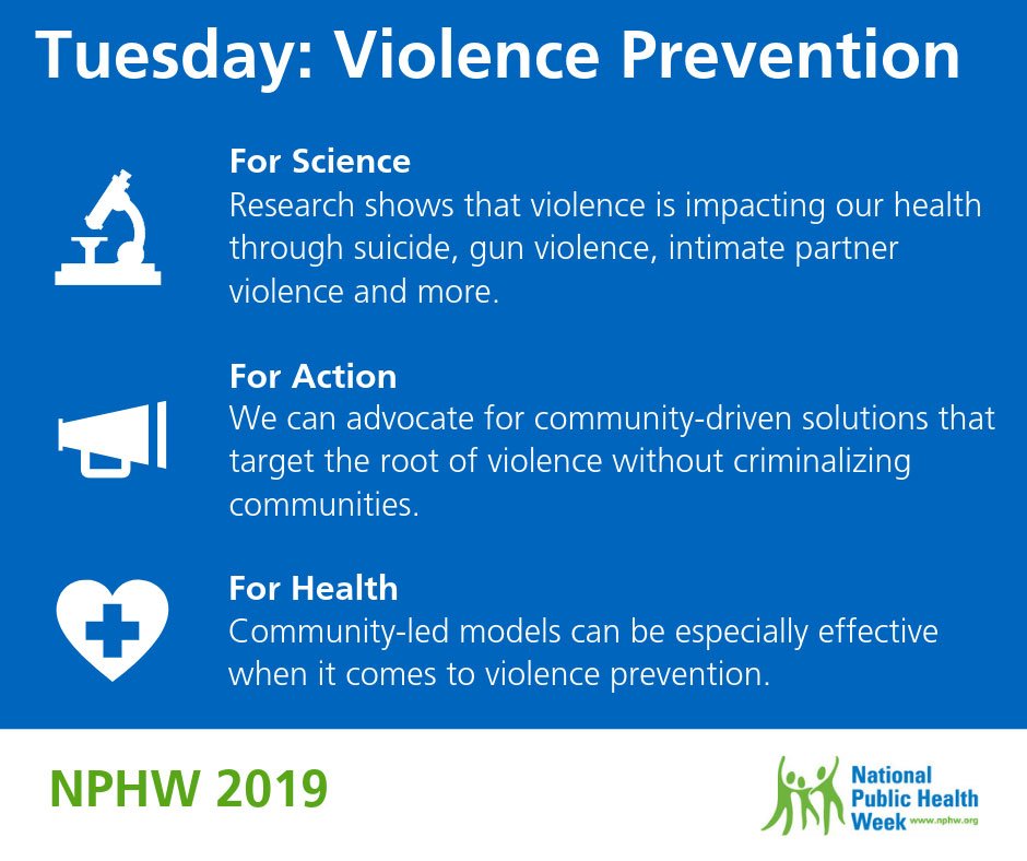 m_gustafson11's tweet photo. National Public Health Week! Tuesday - Violence Prevention. #NPHW2019 @NPHW https://t.co/VlipWRHPaT