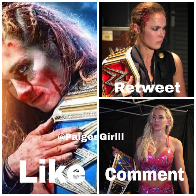 PaigesGirlll's tweet image. Who will win at #WrestleMania ? 🤔 Like for Becky Lynch
Retweet for Ronda Rousey
Comment for Charlotte Flair