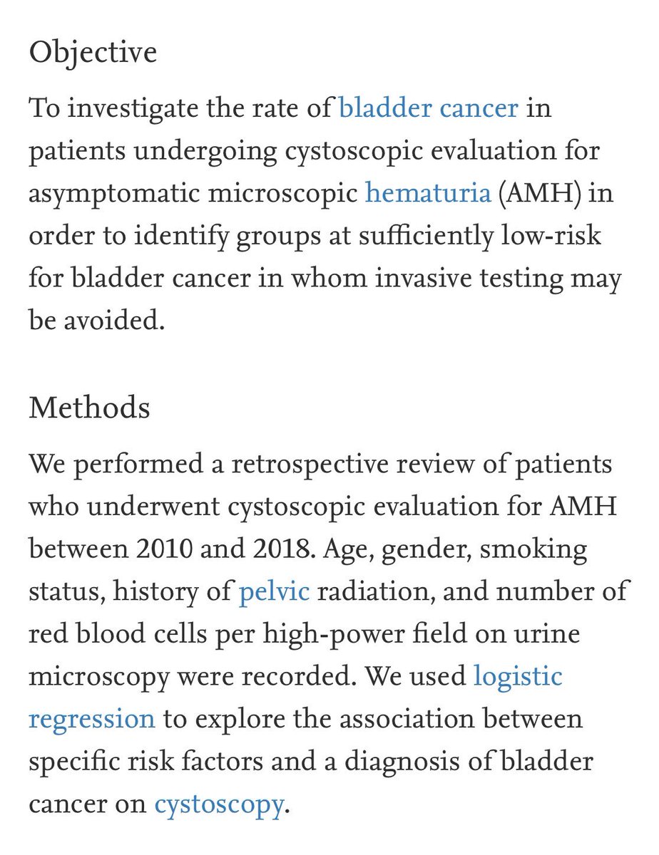 m_e_nielsen's tweet image. 🚨🚨🚨important work from A.Gonzalez, @CBAnderson2014 et al:

25/2118 pts w AMH (1.2%) dx w bladder cancer on cystoscopy (all NMIBC, *none* &amp;lt;50yo!!)
NB much existing lit lumps gross + micro—subgroup-specific risk=🗝
cc @BURSTurology 

sciencedirect.com/science/articl…