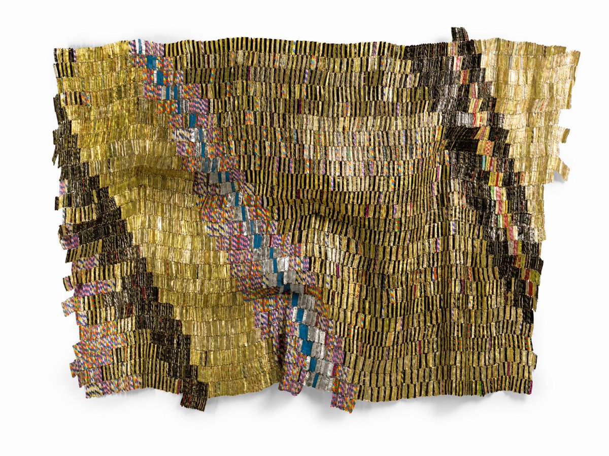 #AuctionUpdate #ElAnatsui's shimmering metallic tapestry titled 'Zebra Crossing 2' from 2002 - the year El Anatsui first exhibited his works at the Venice Biennale - soars to £1.1 million.
