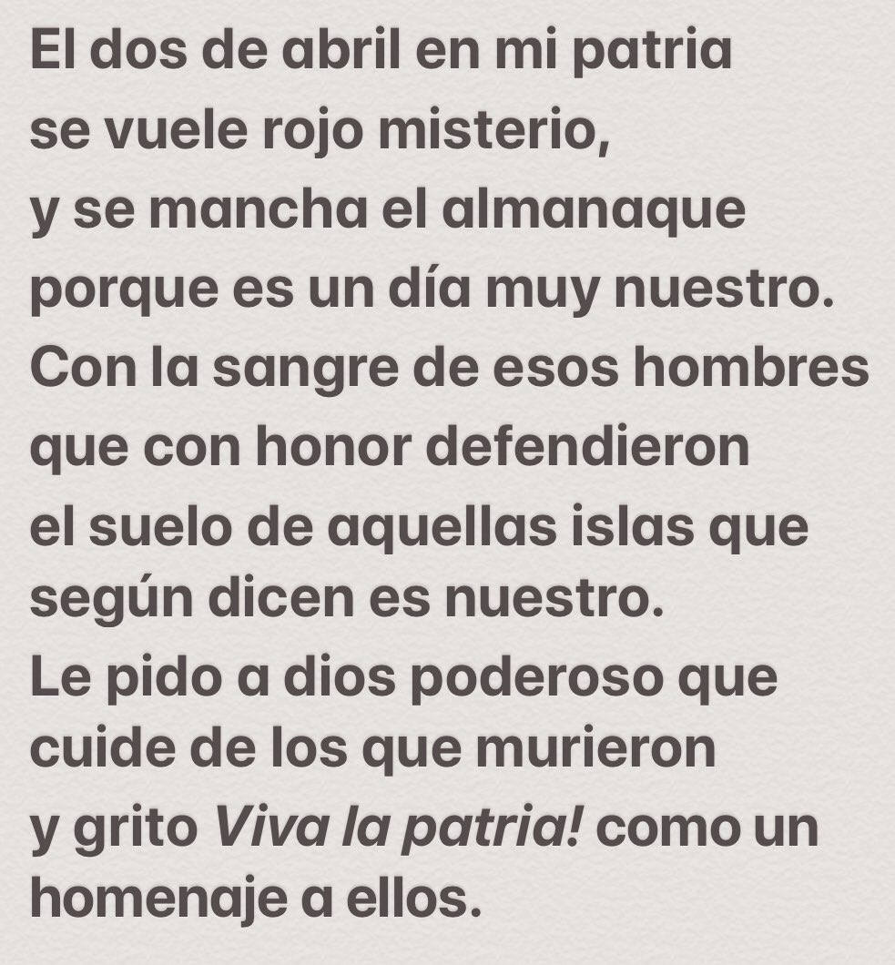 “El 2 de abril en mi patria, es un día muy nuestro!” reza el Pampa Oberá. 🙌🏻 Honor y Lealtad! #LasMalvinasSonArgentinas