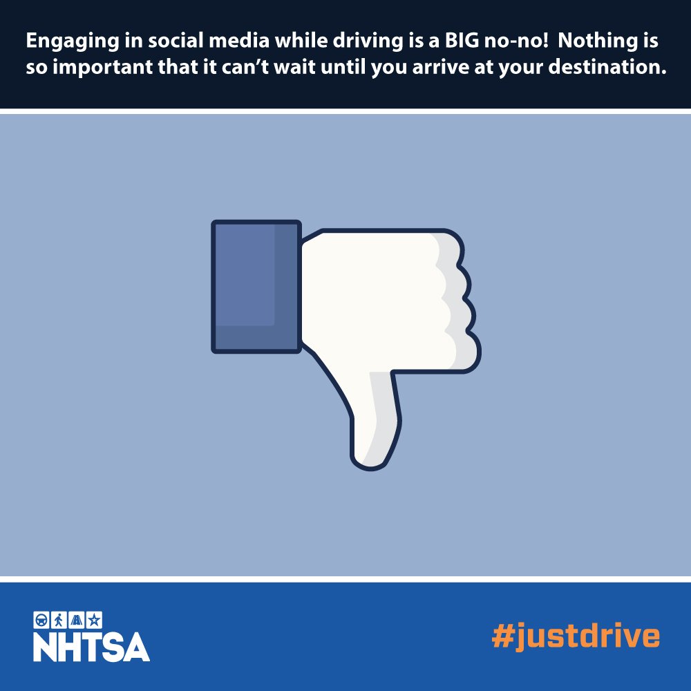 NHTSAgov's tweet photo. Dislike! Always #JustDrive. https://t.co/TRoUqSVNgI