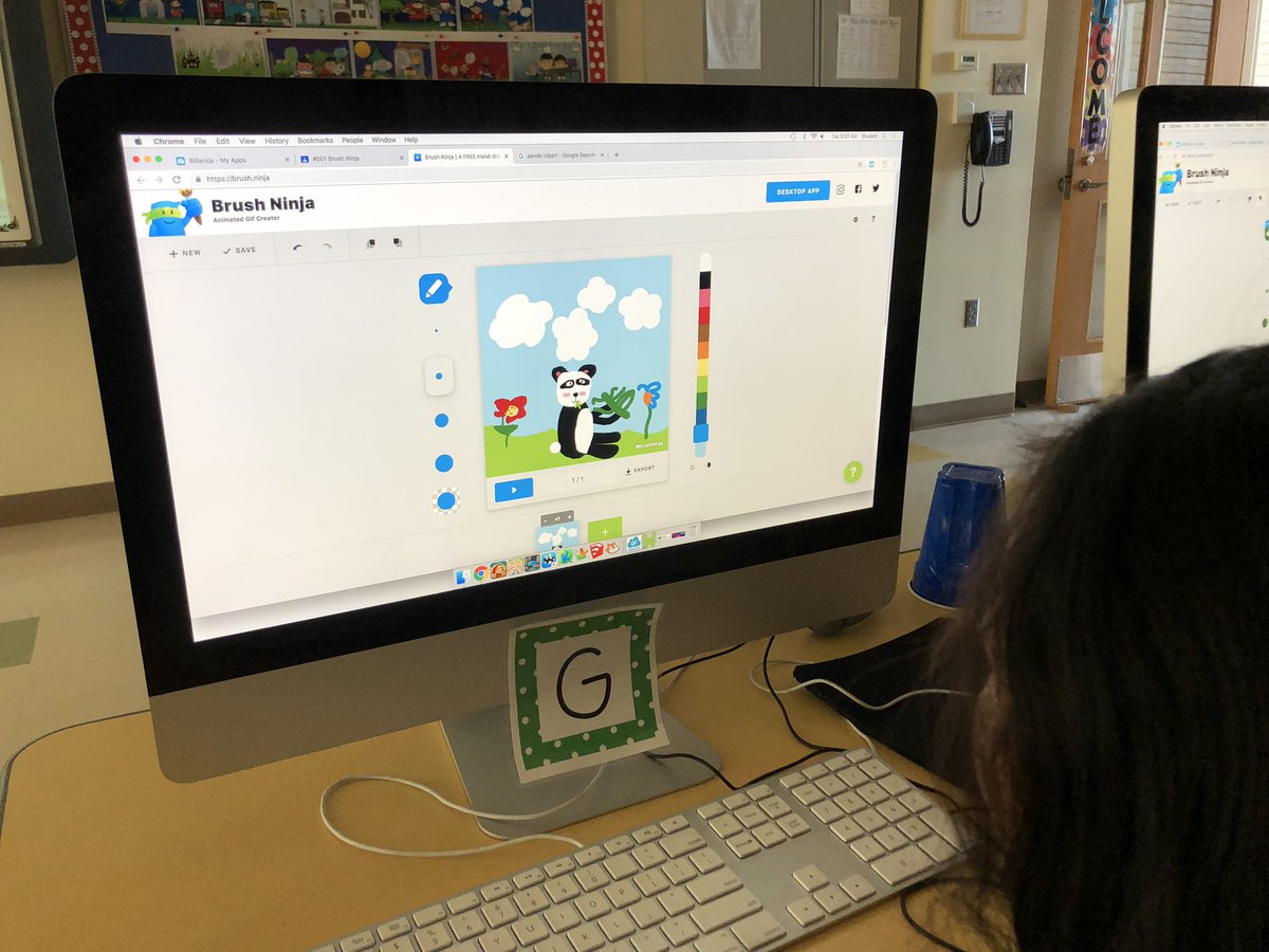 k5techtalk's tweet photo. Ss using #brushninja to draw pandas for a #googleslides presentation for the #ParkerSchooolBillerica. Way to go kids! So creative. @BillericaPS #edtech #gafe #gafe4littles #billerica #parkertech https://t.co/907zgDzM69