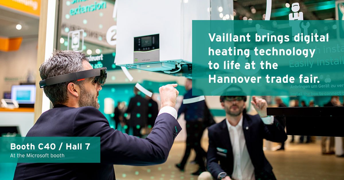 Together with <a href="/Microsoft/">Microsoft</a>, Vaillant is presenting the latest IoT products and digital services at the Hanover Fair (<a href="/hannover_messe/">HANNOVER MESSE</a>) #DigitalFactory #HM19 #IndustrialIntelligence #IoT #VaillantIoT @vaillant_de