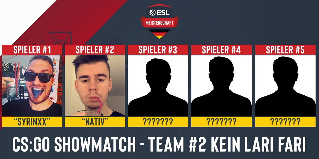 Kein Lari Fari: Die Herausforderer der Double Digits! #ESLMeisterschaft #CSGO

👉 @syrinxx1992
👉 <a href="/Nativ__/">nativ</a>
👉 Vielleicht du?
👉 Oder doch du?
👉 Oder du?

Ab ca. 20:30 Uhr wird Syrinxx einen Platz in seinem Team im Stream verlosen:

Nutzt eure Chance:
➡ twitch.tv/syrinxx1337