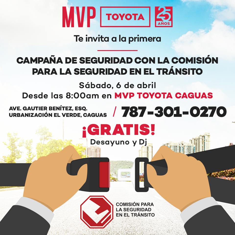 MVPToyotaPR's tweet photo. Ven y acompáñanos este próximo sábado, 6 de abril desde las 8:00 de la mañana, para orientaciones y charlas sobre la importancia de cumplir con las leyes y reglamentos de seguridad en el tránsito. Visítanos Calle Gautier Benítez, Urbanización Esq. El Verde, Caguas 787-301-0270. https://t.co/lOcma38X47