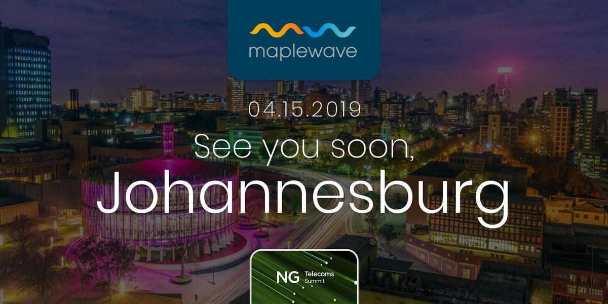 MaplewaveHQ's tweet photo. We’ll be joining #telco professionals from across the globe at NG Telecoms Summit in Johannesburg on April 15 to discuss telco challenges, solutions, and #innovation. See you there! #NGTelecoms https://t.co/PRgDCeJoKl
