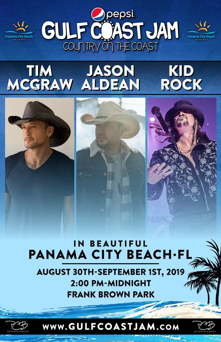 ProducerJam's tweet photo. RT for your chance to win 2 VIP tickets to @GulfCoastJam in @Visit_PCB  @pepsi  with @TheTimMcGraw @Jason_Aldean and @KidRock https://t.co/Ra83iwym9H