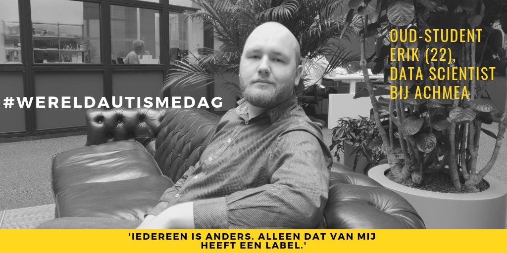Windesheiminfo's tweet photo. Vertel jij je medestudenten waar je tegenaan loopt? Bij Erik werkte het averechts dat hij zijn medestudenten niet vertelde dat hij een vorm van autisme heeft. Erik studeerde HBO-ICT en werkt nu als data scientist bij Achmea. #wereldautismedag https://t.co/Zsk7XjWPet https://t.co/ZcKEZtme06