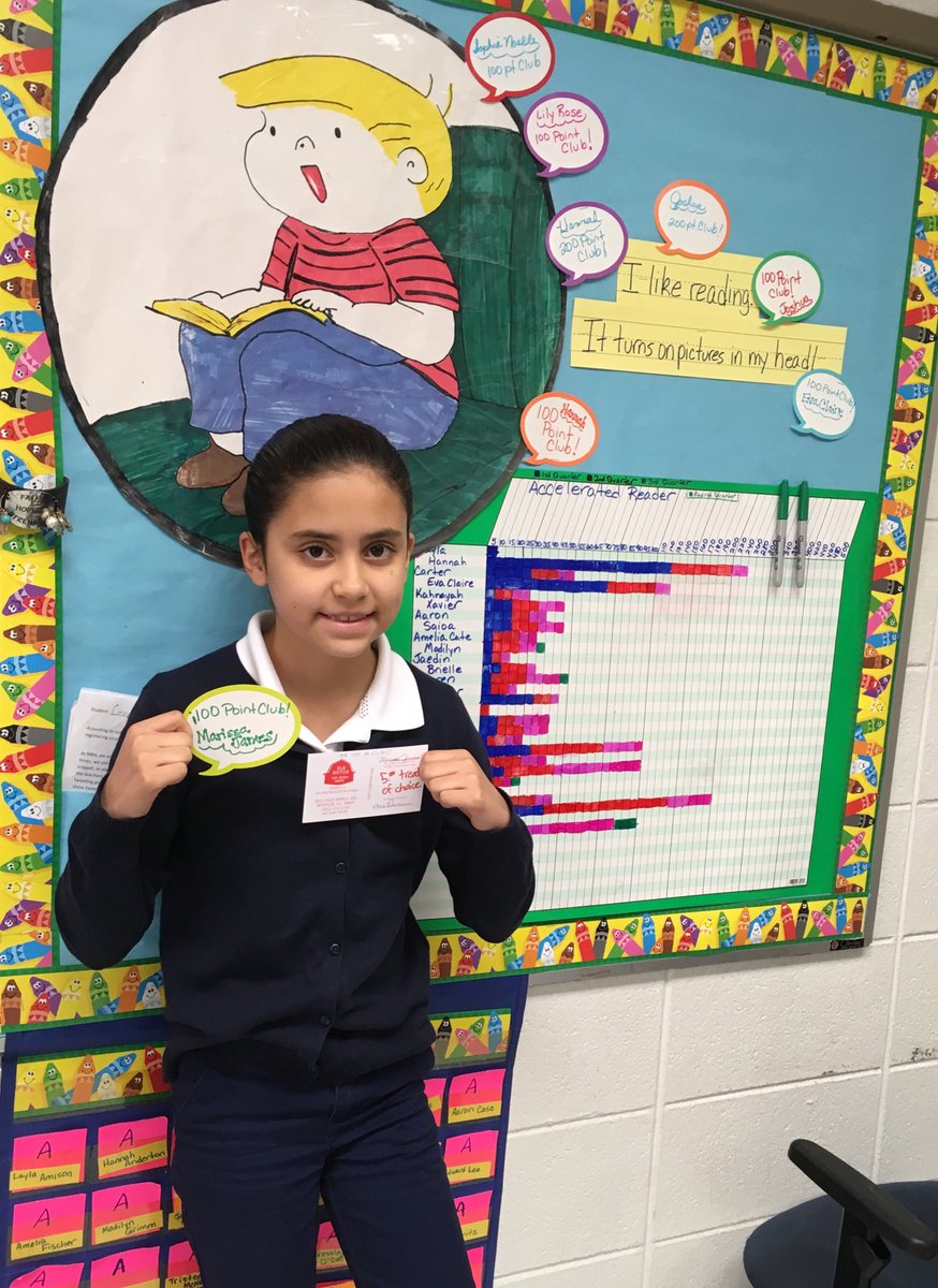 PsdunnDunn's tweet photo. Marissa has made the AR 💯 Point Club! She has only been here since Christmas! She is challenging everyone else....! ⁦@MaryBAustin⁩ #readersareleaders https://t.co/DyVPULFvNj