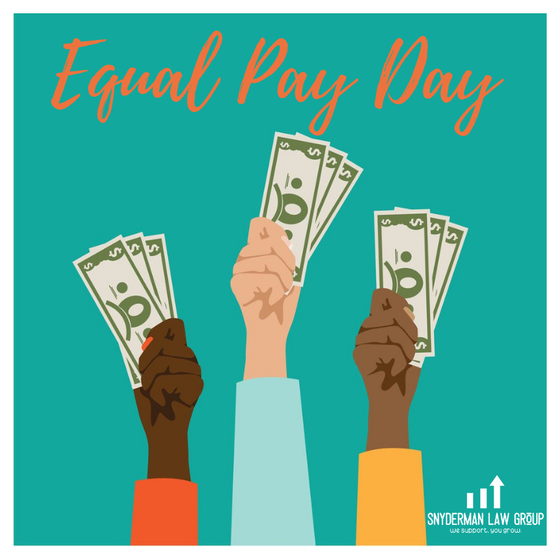 SnydermanLaw's tweet photo. We at #SLG support #equalpay and #womensrights always! If you’re a #govcon be sure to review your #affirmativeactionplan and run your #compensationanalysis! #EqualPayDay2019 https://t.co/m0xHLR26am