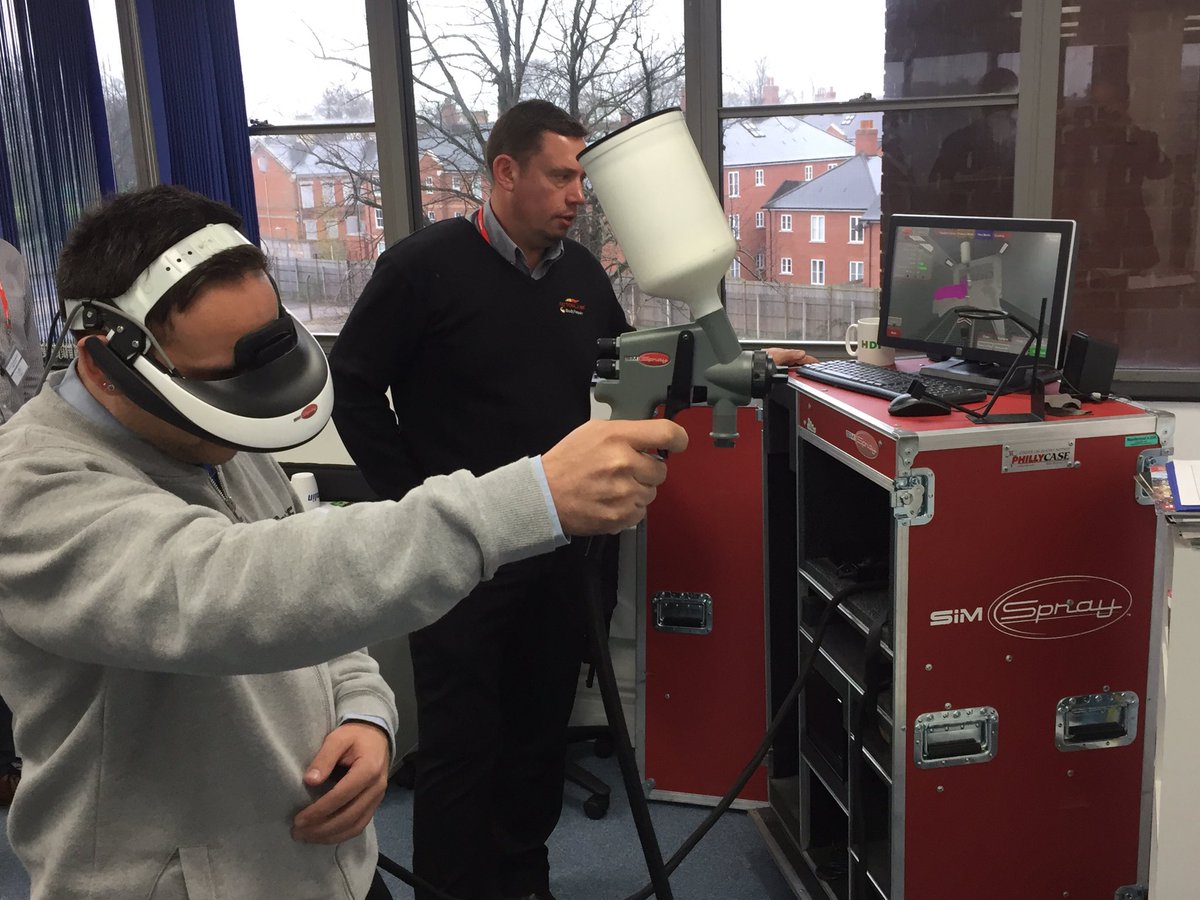 <a href="/davies/">Davies Liu</a> Colchester staff trying out the @AutoglassBR Sim Spary machine. Who’s going to have the highest score of the day and walk away with the prize?