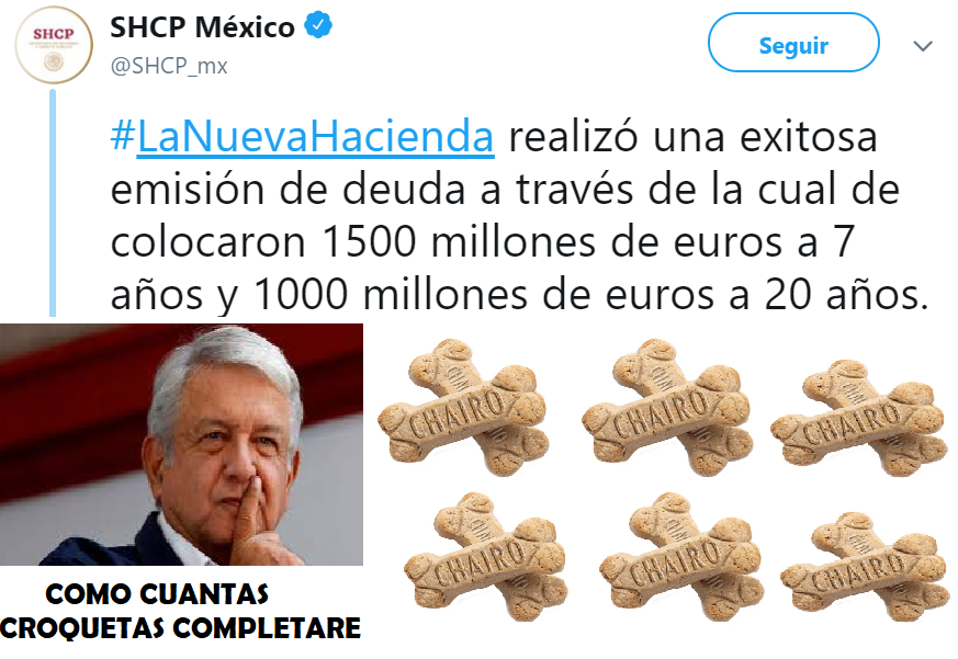 me_duele_mexico's tweet photo. #FelizMartes #SHCP #Animalitos #MasDeuda #Endeudamiento #NoQueDeudaNo #AsiNoLopez #AndresYaLaRegasteOtraVez #Mascotas 
#CuantasCroquetasCompletare https://t.co/GQg6DN3QdT