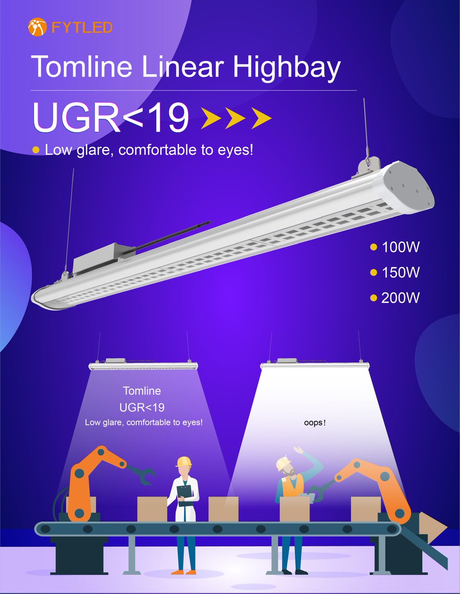 #FYTLED cares lighting effects on human's production activiity. And now the #lowglare #linearhighbay Tomline T10C is help YOU reduce the glare!