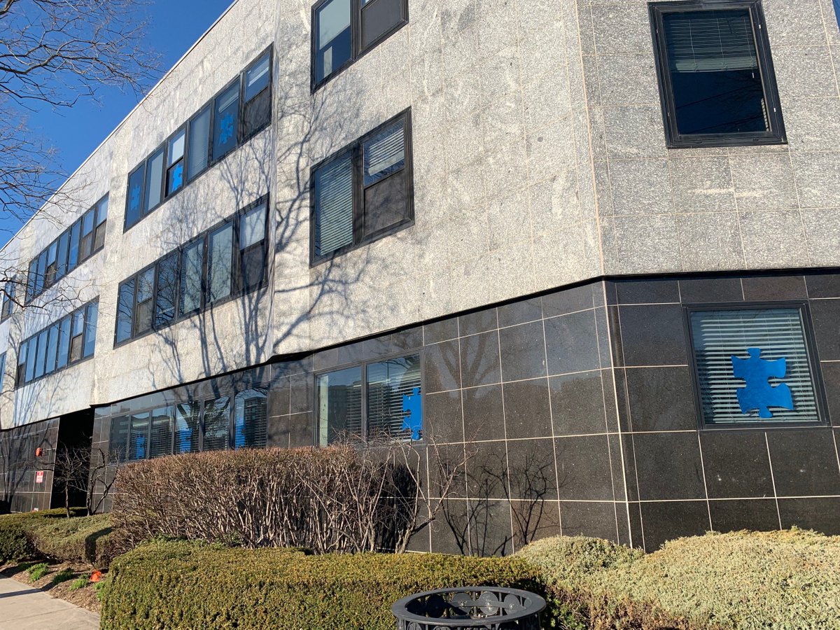 lifesworc's tweet photo. Today is World #AutismAwarenessDay! 💙 We are celebrating by displaying blue puzzle pieces throughout Life's WORC building! Each puzzle piece was made by a person supported and signed with their name.  #AutismAwarenessMonth https://t.co/PfqNEvp12s