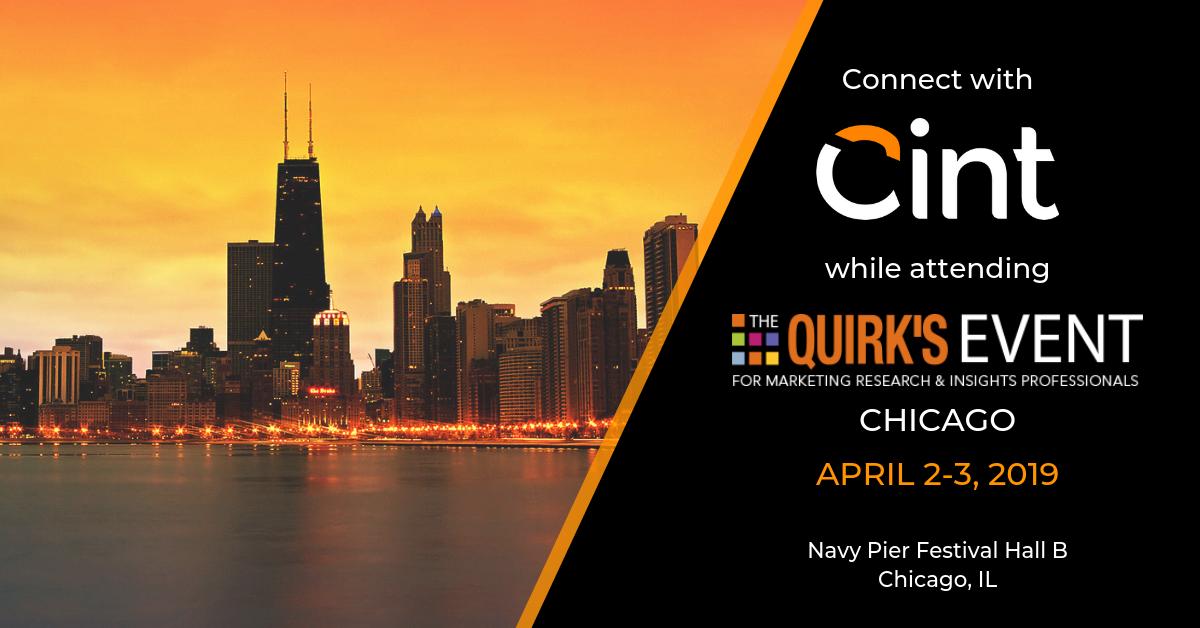 Be sure to meet up with the team from Cint to learn what's new while attending The Quirk's Event in Chicago today or tomorrow.
bit.ly/2WALP64
#mrx #marketresearch #quirkschicago #quirksevent