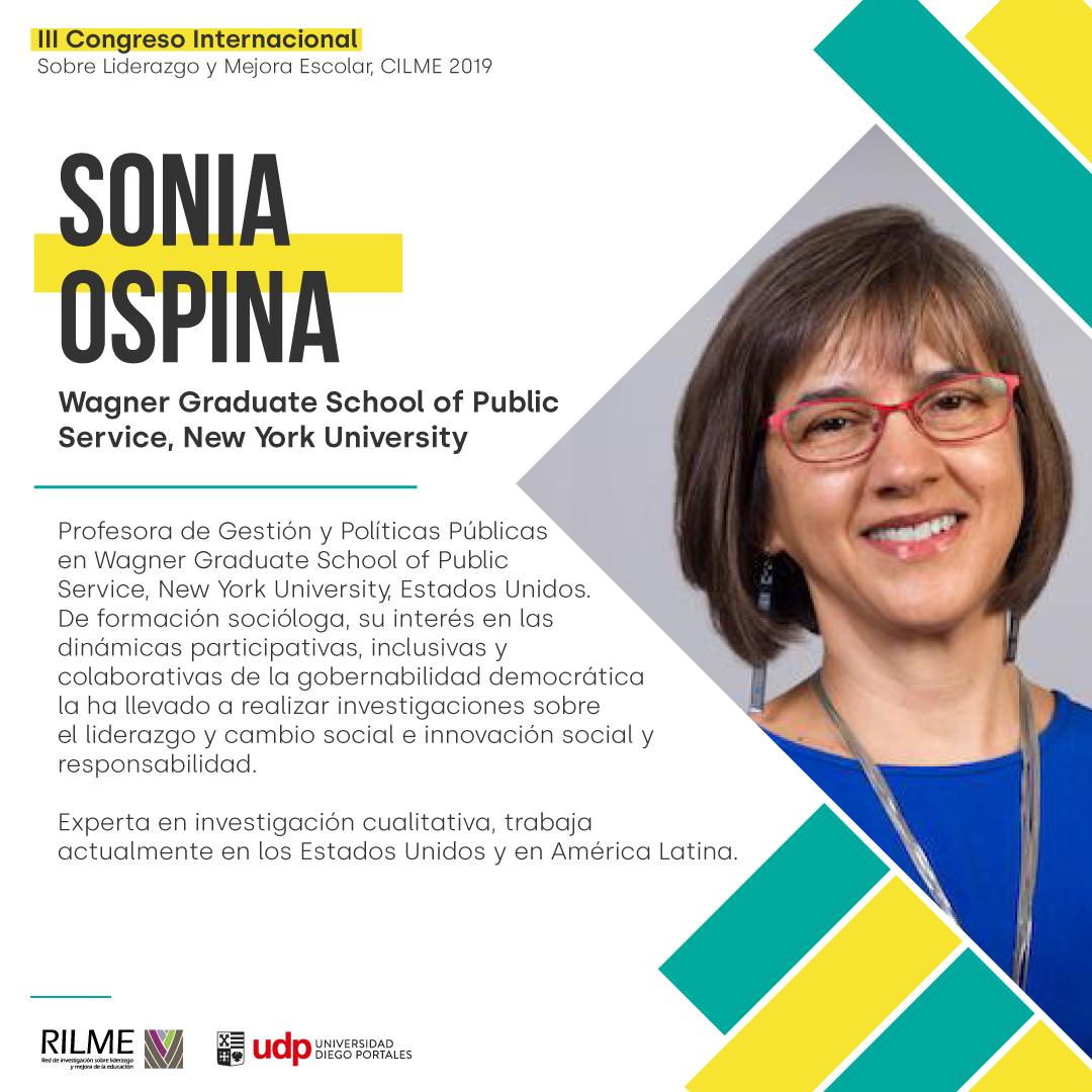 2019Cilme's tweet photo. No te pierdas la conferencia de Sonia Ospina (New York University) sobre Liderazgo y cambio social en las comunidades educativas en el próximo CILME 2019 https://t.co/6N24xu65B4 https://t.co/fy3G2k8D2u