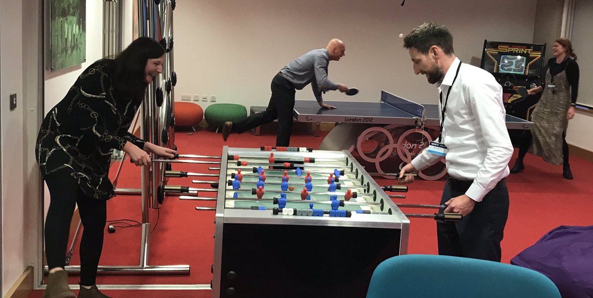 SparxMaths's tweet photo. The competitive streak has travelled beyond the escape room. Teachers are making full use of the games here at our #SparxSession, and we are loving every minute of it ⚽️🏓 https://t.co/gmYHrNDyYE