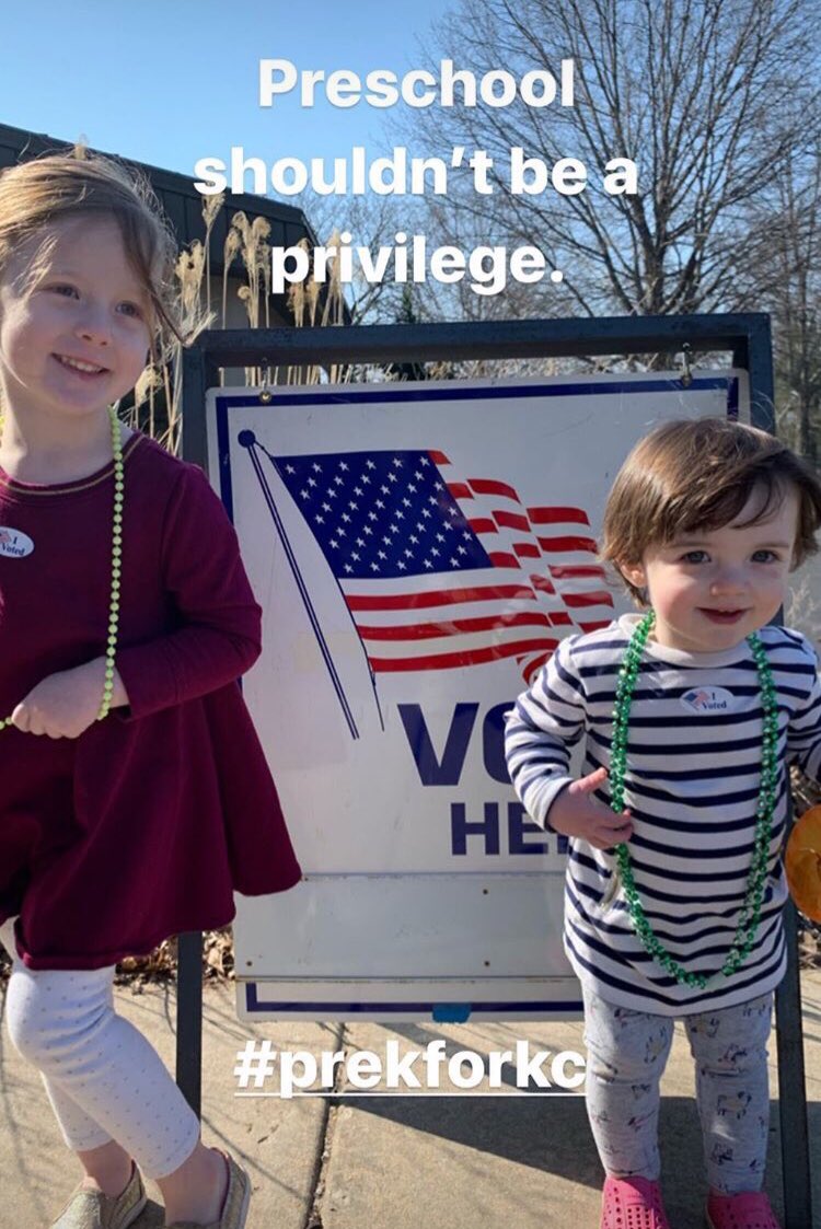 MayorSlyJames's tweet photo. Thanks to a local 2nd grade teacher for sharing this great photo of her kids outside the polling place—never too early to teach our children about voting! Remember, polls are open until 7 p.m. #PreKforKC https://t.co/Kr9bZJ0nyT