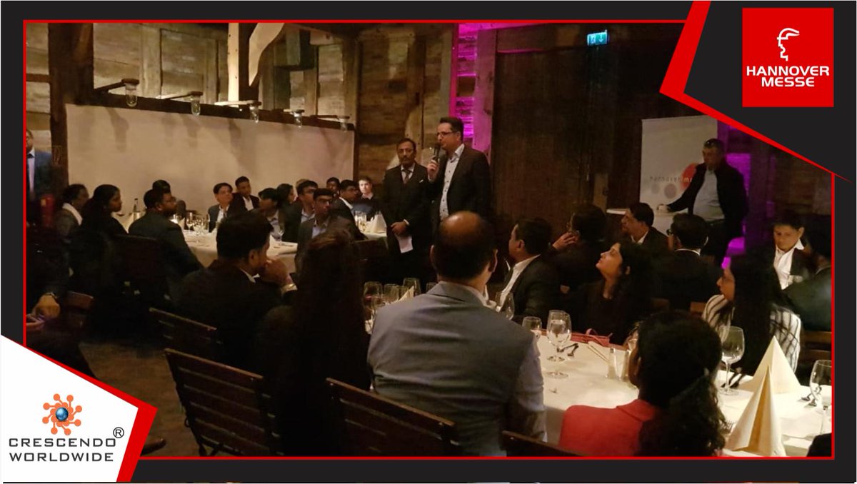 CrescendoWorld's tweet photo. The INDIA NIGHT reception is on. Foster India - Germany Business Relations #HannoverMesse #Hannover. We welcome all our guests.
#CrescendoWorldwide #GIBC #INDIANIGHT #Trade #FDI #bilateralrelations https://t.co/5NyvWo44ih