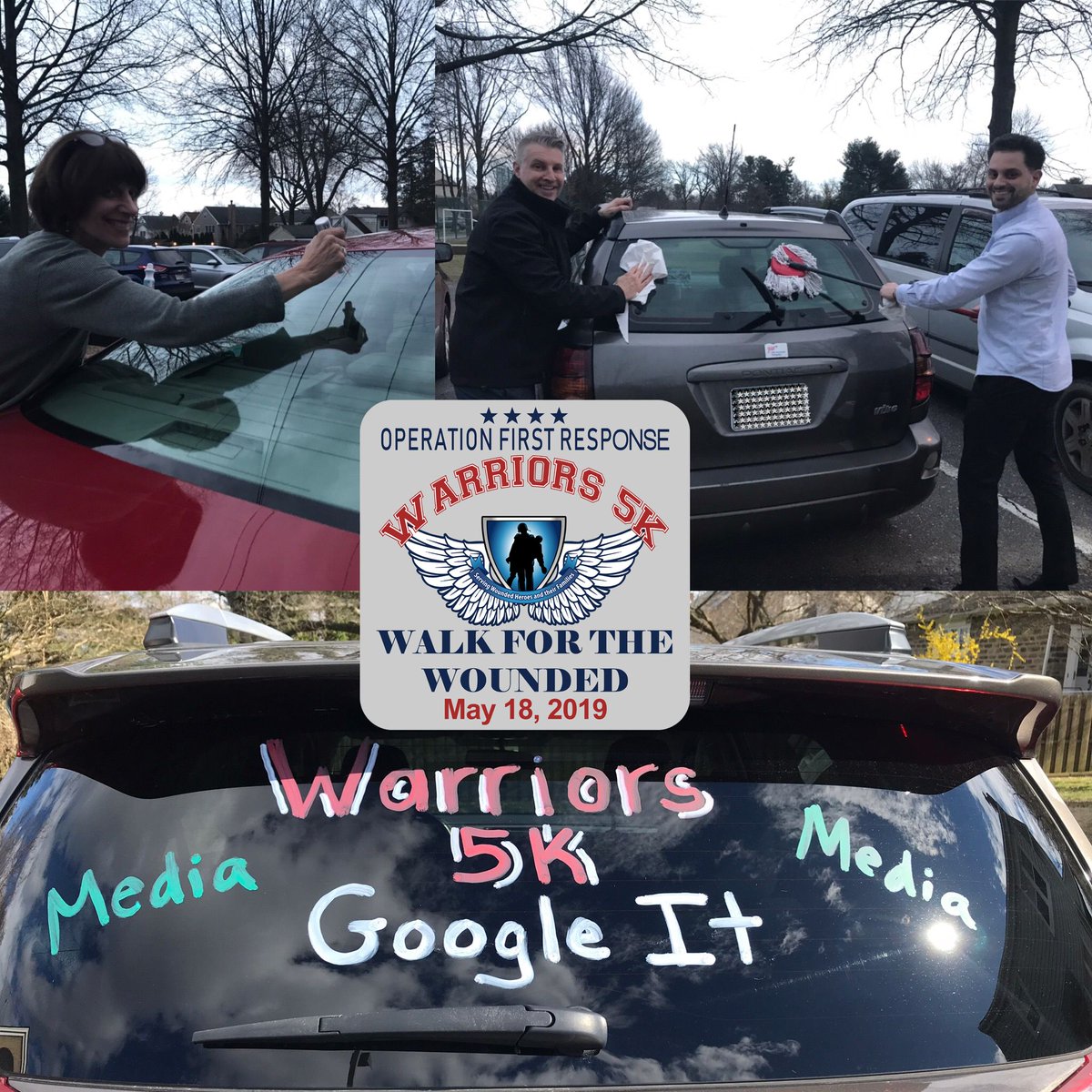 _OFR's tweet image. We had fun writing on everyone's cars at last weeks meeting!  Everyone will be seeing out mobile advertisements when they are out and about in the Delaware Valley.  #OperationFirstResponse #WalkForTheWounded #SupportOurTroops #SupportOurVeterans #CharityTuesday #TuesdayTraining
