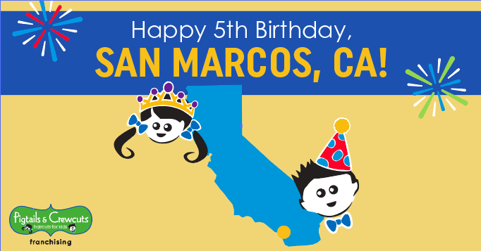 PandCSalons's tweet photo. It's time for cake! Happy 5th birthday to our salon in San Marcos, CA! #PigtailsAndCrewcuts #PigtailsFamily https://t.co/cgDnEzSSER