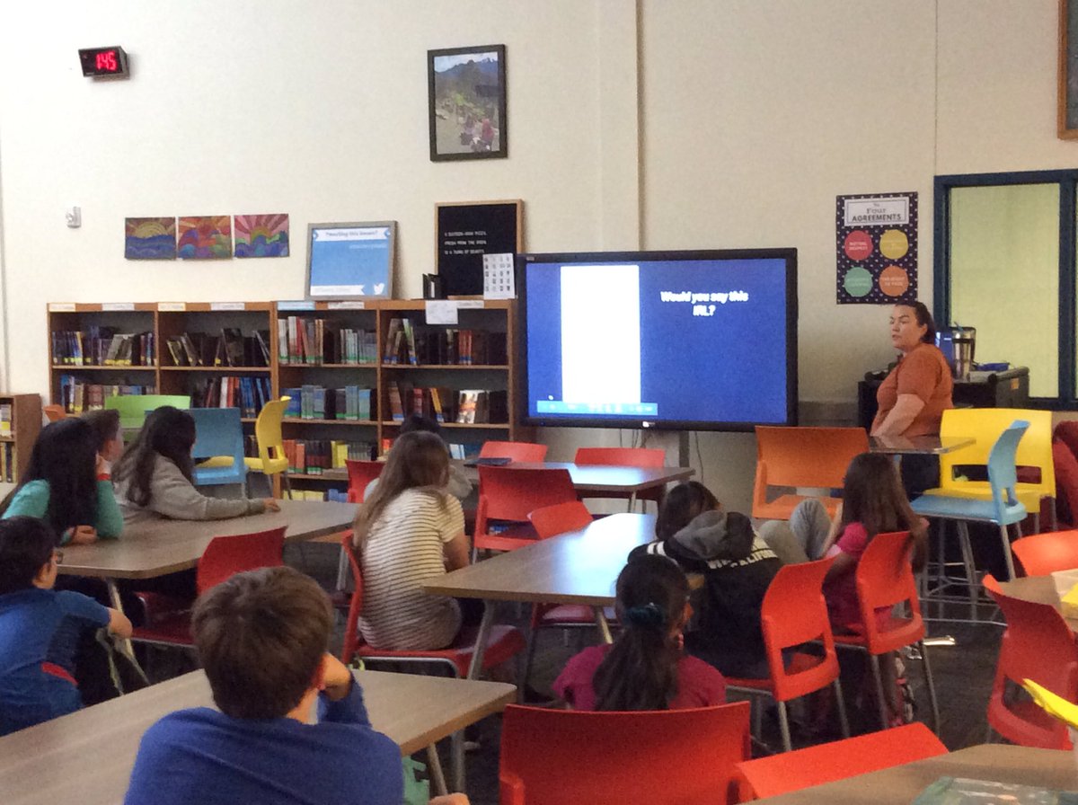 Caraway_ITS's tweet photo. @CarawayElem librarian, Mrs. Letendre (@CarawayLibrary), shares #DigitalCitizenship tips with @Mrs_A_Stenson’s 5th graders. “Check in with someone online, it’s not hard.” “Post as if you’re face to face.” #BeKindOnline #KindnessMatters @katrinabailey08 #RRISD1Family @RRISDTech https://t.co/FVDnqDsyKW