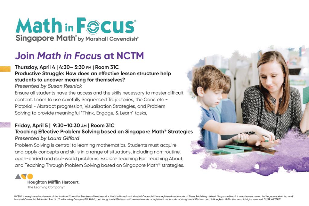 HMHCo's tweet photo. Attending #NCTMSD2019? Join Susan Resnick and Laura Gifford to build your expertise with the new Math in Focus (c) 2020 solution. @MIF4Educators #TheLearningCompany https://t.co/sBhlwIvEBL
