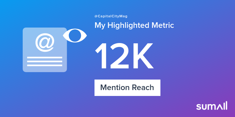 CapitalCityMag's tweet photo. My week on Twitter 🎉: 1 Mention, 12K Mention Reach. See yours with https://t.co/jbEavfD58P https://t.co/uAdydAWCC7