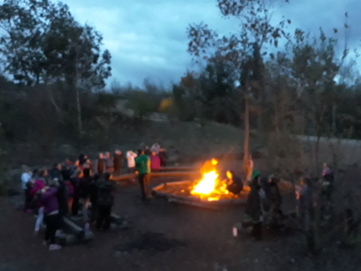 End of day one. They're loving the campfire and are hopefully exhausted #kingswood2019