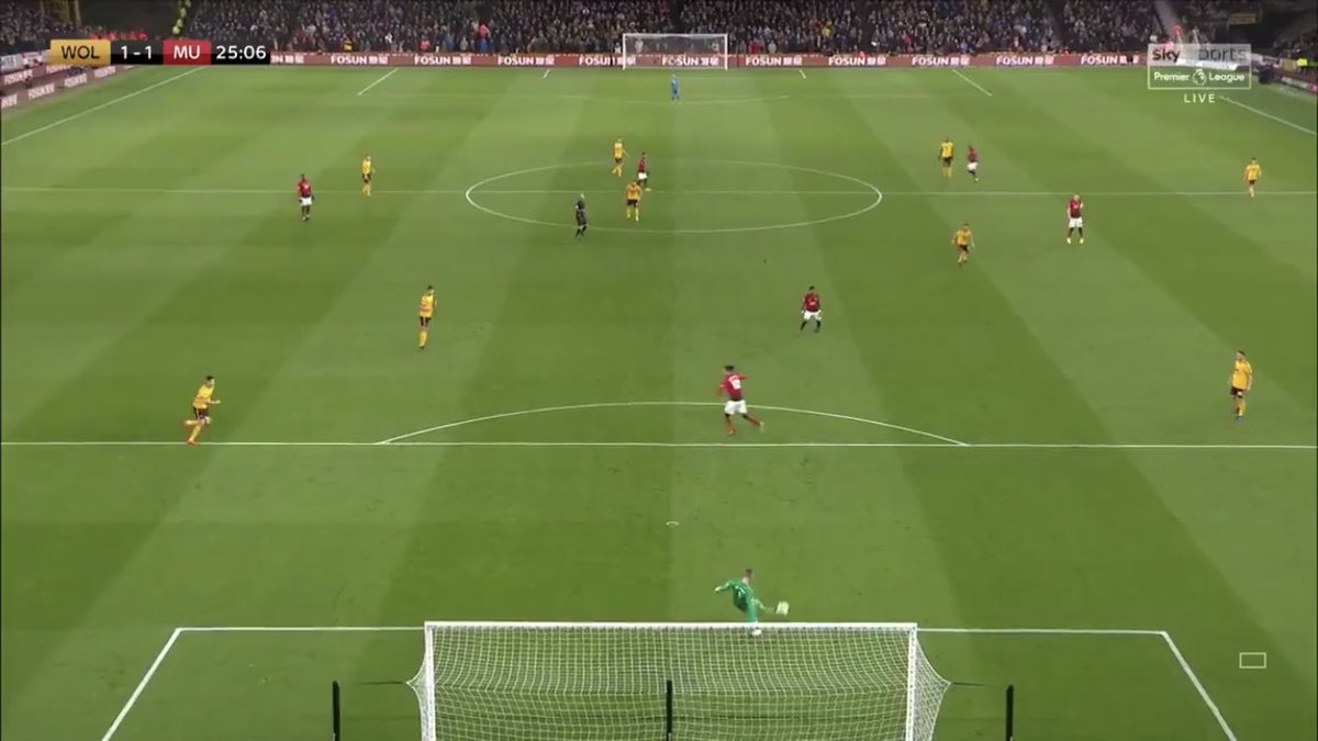 TopHandSave's tweet image. Somehow the Sky Sports commentators conspiring to place some of the blame on De Gea for playing this ball to Fred??? Not entirely sure how he can be blamed for playing out to a man in 15 yards of space who just doesn’t check his shoulder and takes an awful touch... #WOLMUN