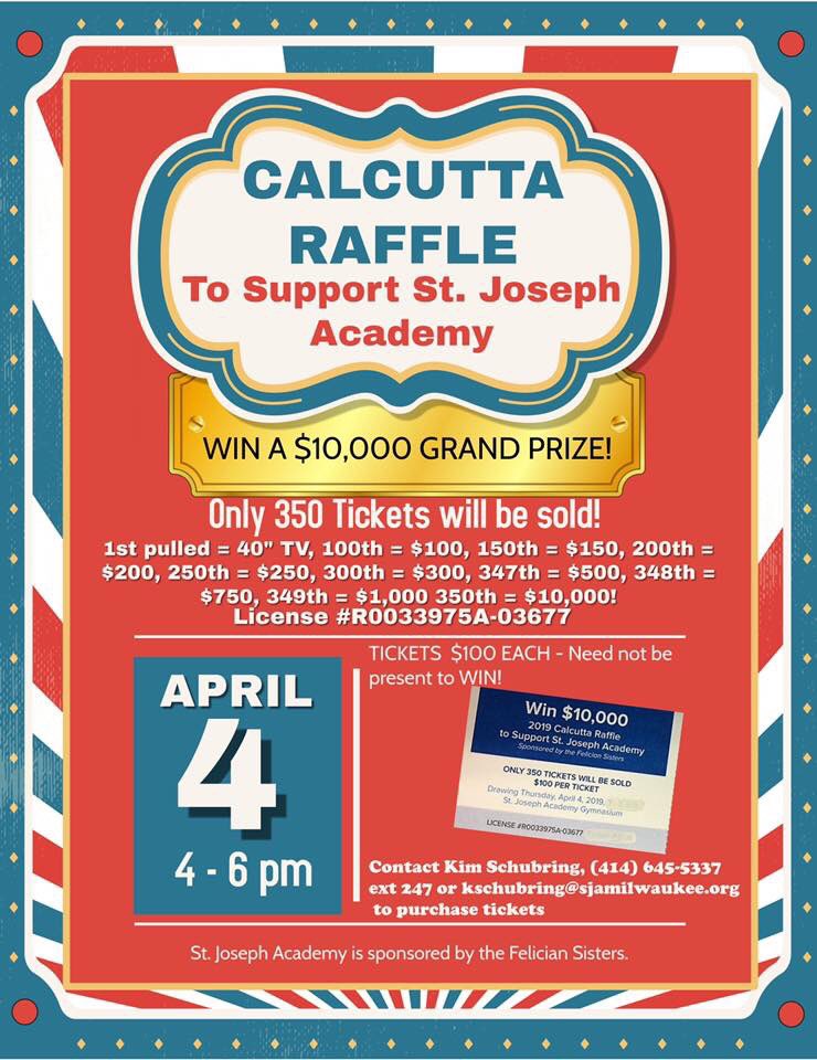 Buy your ticket for a chance at $10,000 or one of nine other amazing prizes. Proceeds benefit St. Joseph Academy!