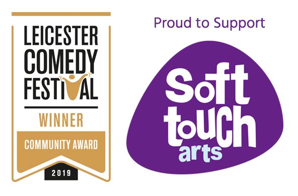 SoftTouchArts's tweet photo. We're over the moon with @PeteTaxMiller to win @LeicsComedyFest #communityaward2019 for #TheBigChilli event with @shaziamirza1 raising £4000 for @SoftTouchArts Thanks for the support @GWFamilyLawyers @chutneyivy @CrossProd_UK &amp; to all who bought tickets &amp; sponsored Chilli prizes https://t.co/zz71erjqWs