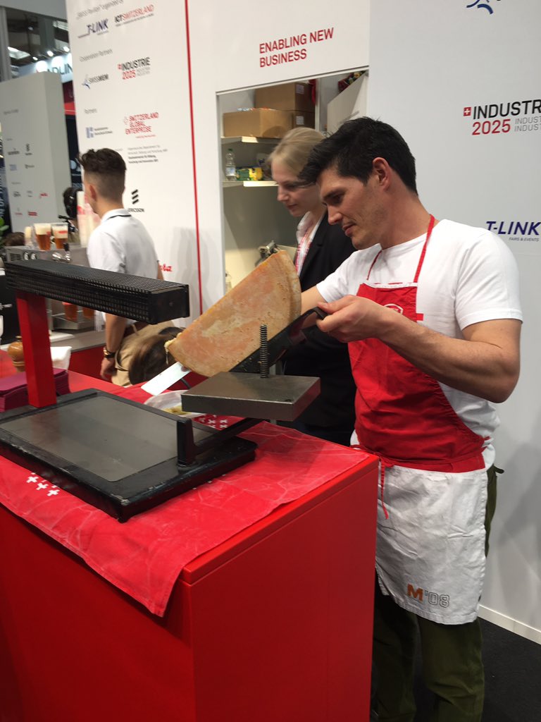 SchickAurelie's tweet photo. Raclette @swisspavillon @HannoverMesse itβs now! #swisstech #swissraclette #newwaytonetwork @EPFLevents @SipWestEPFL https://t.co/fCvtaRf1vD