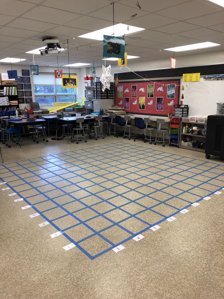 nstulak's tweet photo. Kinesthetic Learning at its best here w/ @kkinderman in 5th @DASD_BW 😊
I had flashbacks of creating the SAME grid on my 5th grade floor @dasd_le years ago (but I only had masking tape, not painter’s tape 😬)#DASDpride #CoordinateGrid #HumanBattleship #mathchat #LearningByMoving https://t.co/9gTonOLVTr