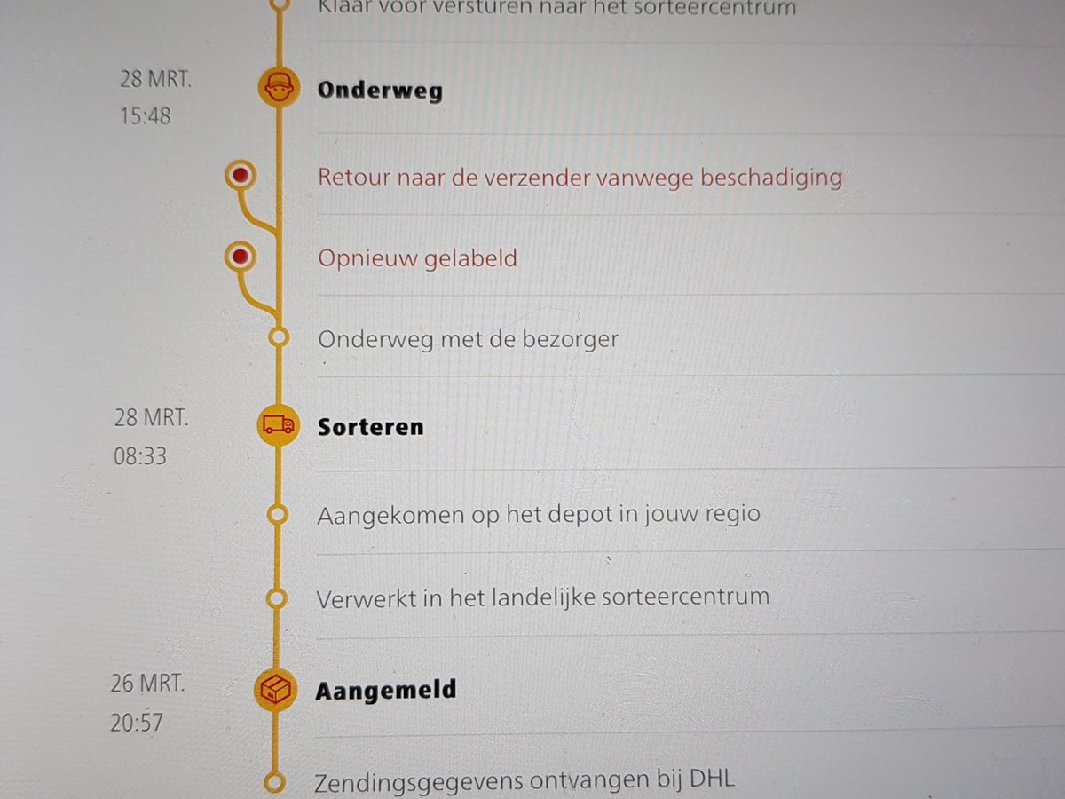 bijtend Vlot Inefficiënt DHL Nederland on Twitter: "@Roubos13 Het pakketje is 28 maart al retour  afzender gegaan. Het retourneren van een pakket neemt doorgaans tot 10  werkdagen in beslag, maar omdat dit pakketje terug moet