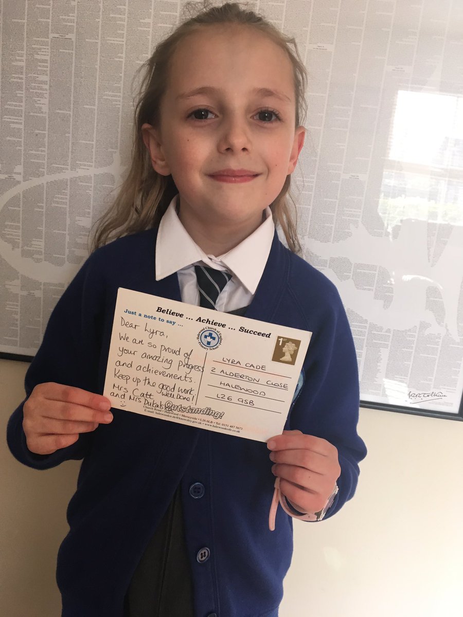 Holly29053909's tweet photo. What a lovely surprise to come home to. Lyra is made up with the postcard from her teachers. So proud of all her hard work  @halewoodcofe @adambcade https://t.co/t6dNeKgSHm