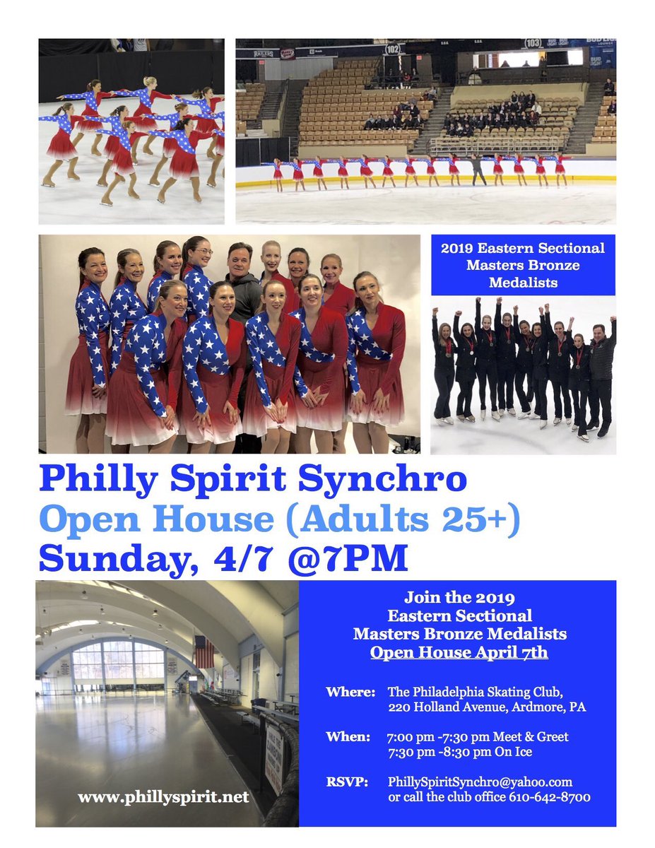 Masters Team Open House 4/7 7:00PM @ The Philadelphia Skating Club Ardmore PA 
Adults Ages 25+